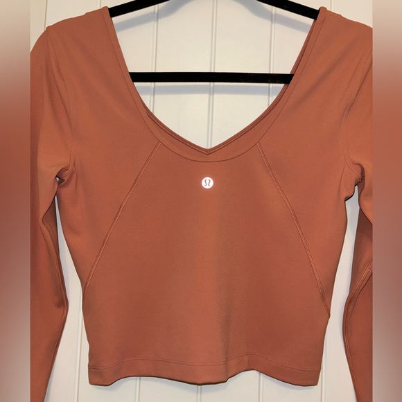 Lululemon Align Long Sleeve Cropped Shirt pink savannah Size 6 - Picture 5 of 6
